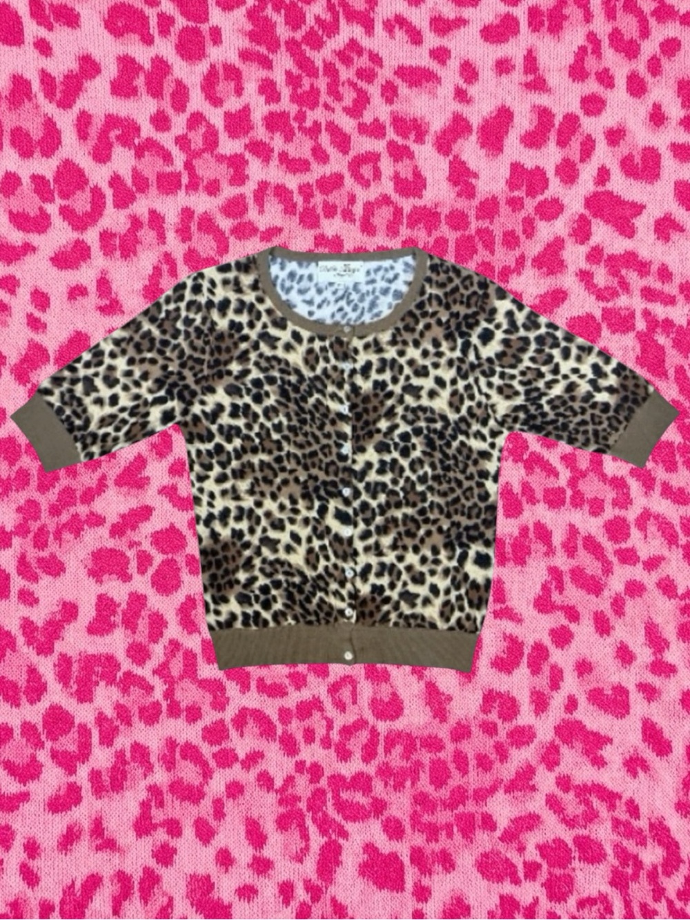 Bettie Page by Tatyana Retro Pin-Up Rockabilly Punk Knit Leopard Cardigan XL